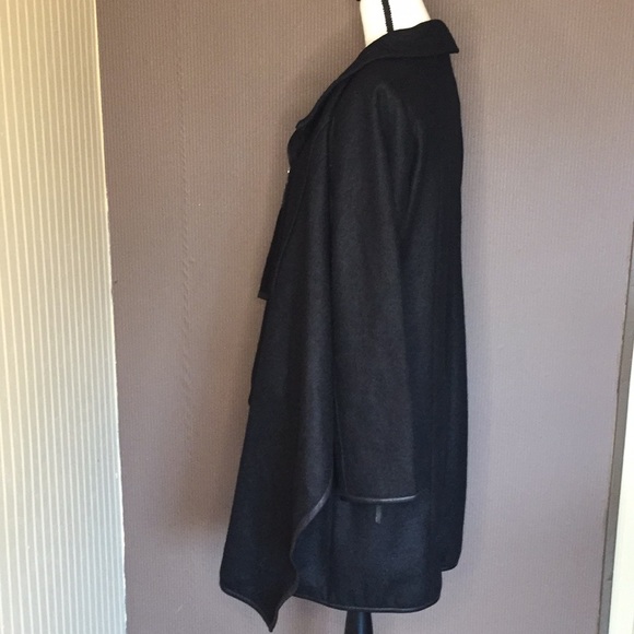 Stella carakasi black wool trench jacket trimmed in leather size small - Picture 7 of 10